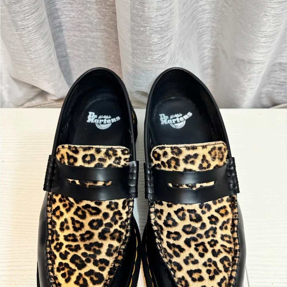 Dr. Martens Black and Leopard Print Loafers - Picture 5 of 12